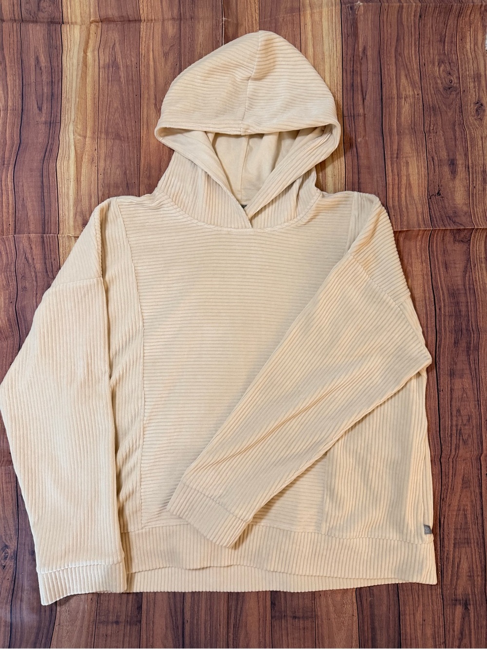 Talbots Cream Ribbed Hoodie Sweatshirt